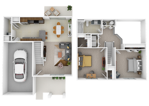 Floor plan for 2 beds, 1.5 baths, 1106 sqft